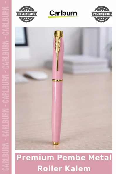#Kalem Hediye Promosyon Lazer Baskı Logo Uygulanabilir Metal Gövde Premium Pembe Metal Roller Kalem ürün görseli 1