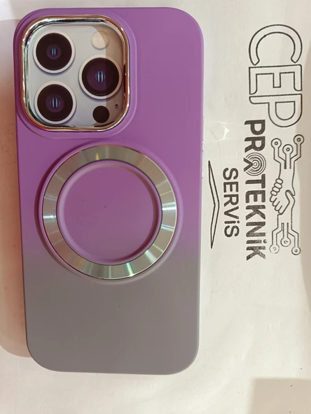 iPhone 14 Pro mor gri renkli kılıf - Resim 2