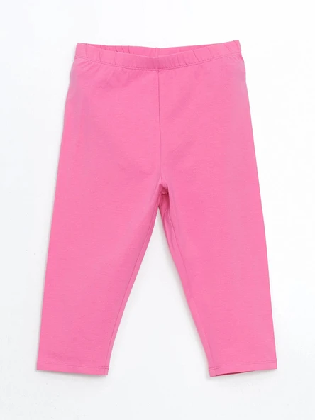 LCW Kids Pembe Beli Lastikli 3/4 Boy Kız Çocuk Tayt ürün görseli 1