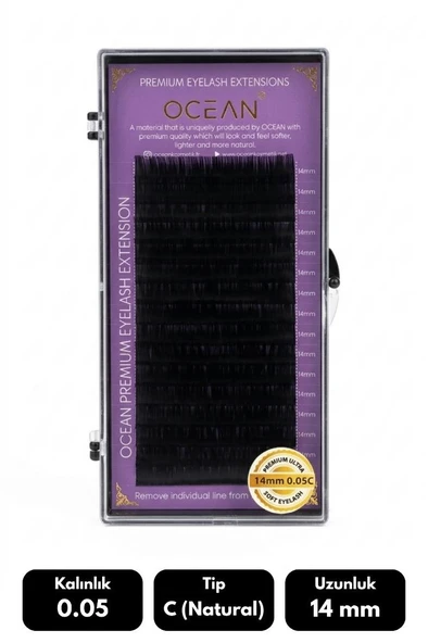 Ocean 0.05C Natural Kıvrım 14 mm Soft Eyelash Takma Kirpik 16'lı ürün görseli 1