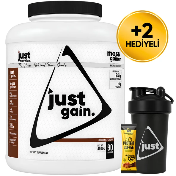 Just Nutrition Mass Gainer Karbonhidrat Tozu 4500 Gr 90 Servis Çikolata + Shaker + Protein Kahve Hediyeli ürün görseli 1