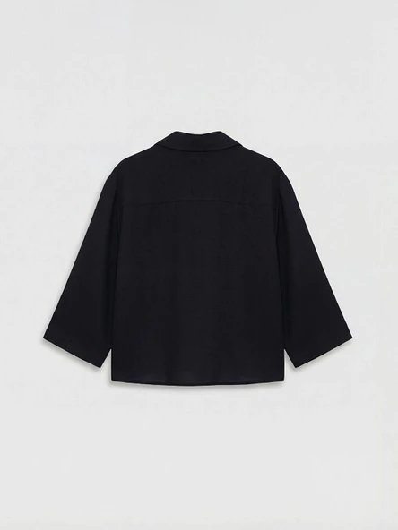 LCW Vision Siyah Oversize Kadın Gömlek - Resim 5
