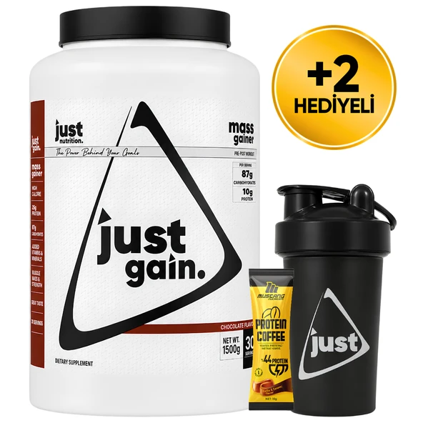 Just Nutrition Mass Gainer Karbonhidrat Tozu 1500 Gr 30 Servis Çikolata + Shaker + Protein Kahve Hediyeli ürün görseli 1