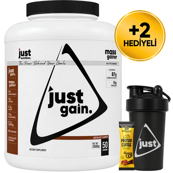 Just Nutrition Mass Gainer Karbonhidrat Tozu 2500 Gr 50 Servis Çikolata + Shaker + Protein Kahve Hediyeli ürün görseli 1