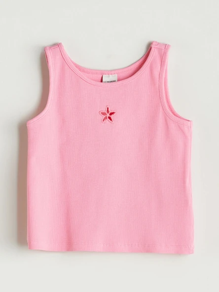 LCW Kids Pembe Bisiklet Yaka Kız Çocuk Crop Atlet ürün görseli 1