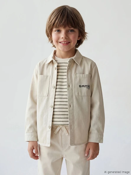 LCW Kids Gri Cepli Erkek Çocuk Gabardin Gömlek ürün görseli 1