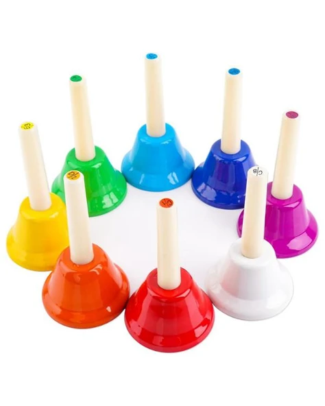 Temel Renkli El Zili Seti 8li Ritim ve Perküsyon Aleti 10.5 cm BY11-4 ürün görseli 1
