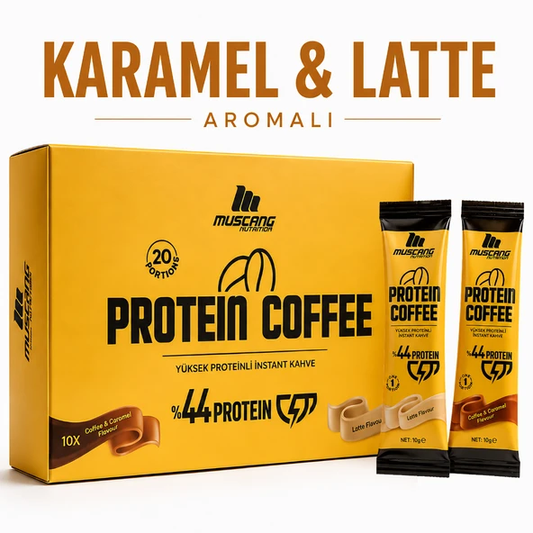 Mustang Nutrition Protein Coffee Karamel & Latte Aromalı 10 Gr x 20 Servis 200 Gr Yüksek Proteinli Kahve ürün görseli 1