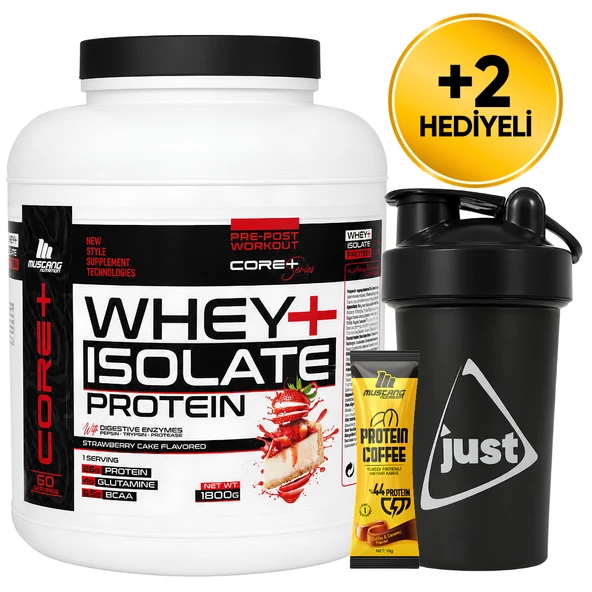 Mustang Nutrition Core+ Series Isolate Whey Protein Tozu 1800 Gr 60 Servis Çilekli Pasta + Shaker + Protein Kahve Hediyeli ürün görseli 1
