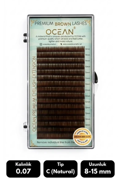 Ocean 0.07C Natural Kıvrım Brown Mix Soft Eyelash Takma Kirpik 16'lı ürün görseli 1