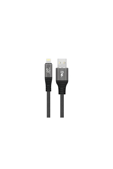 3A Iphone Lightning 1m Gri Şarj Kablosu ürün görseli 1