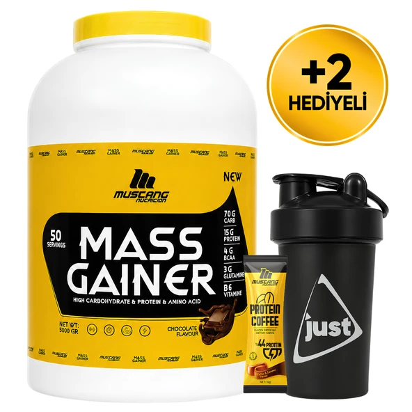 Mustang Nutrition Mass Gainer Karbonhidrat Tozu 5000 Gr 50 Servis Çikolata + Shaker + Protein Kahve Hediyeli ürün görseli 1