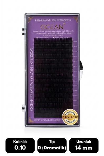 Ocean 0.10D Dramatik Kıvrım 14 mm Soft Eyelash Takma Kirpik 16'lı ürün görseli 1