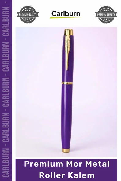 #Kalem Lazer Baskı Promosyon Hediye Lüks Ofis İmza Kalemi Altın Premium Mor Metal Roller Kalem ürün görseli 1