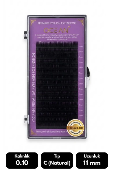 Ocean 0.10C Natural Kıvrım 11 mm Soft Eyelash Takma Kirpik 16'lı ürün görseli 1