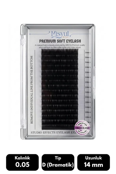 Misyul 0.05D Dramatik Kıvrım 14 mm Soft Eyelash Takma Kirpik 16'lı ürün görseli 1