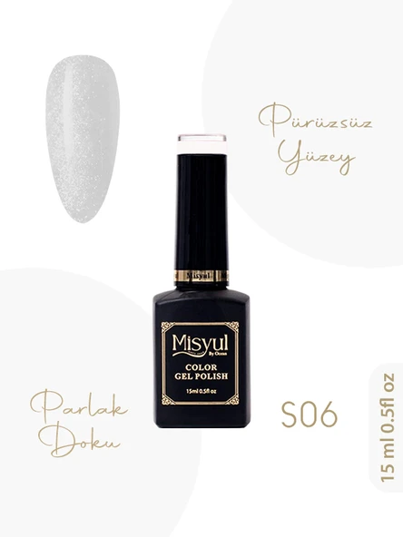 Misyul UV Led Kalıcı Oje Nail Art 15 ml Simli Seri S06 ürün görseli 1