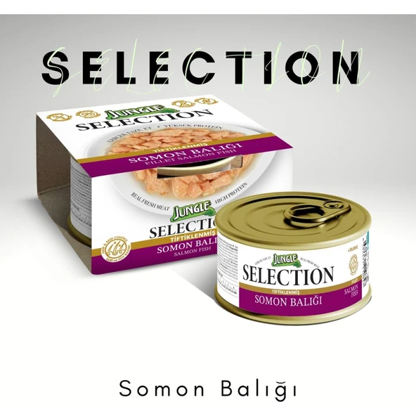 Jungle Selection 70g 1 Ad. Yetişkin Somonlu Kedi Konserve Mama Skt:08/2028 ürün görseli 1
