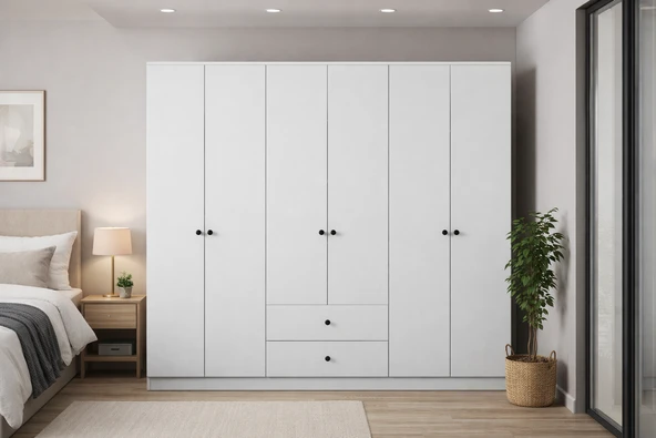 GARDIROP 6 KAPILI %100 MDF - Resim 4