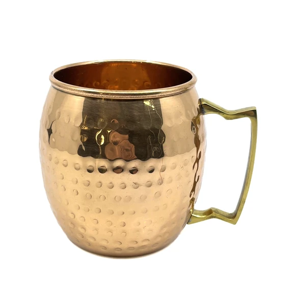 Otantik Dövme Metal Kupa - Gold Pirinç Kulplu Dekoratif Sunum Bardağı ürün görseli 1