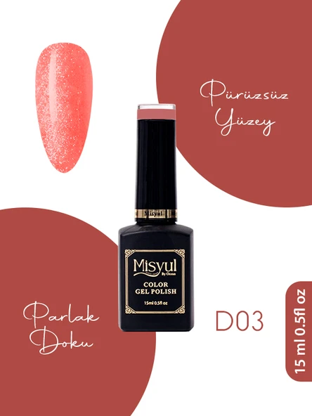 Misyul UV Led Kalıcı Oje Nail Art 15 ml Dısco Serisi D03 ürün görseli 1