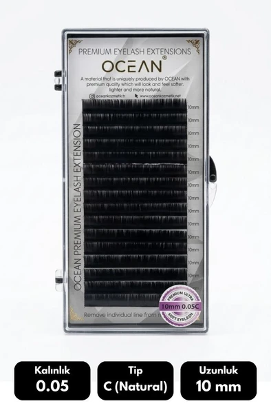 Ocean 0.05C Natural Kıvrım 10 mm Soft Eyelash Takma Kirpik 16'lı ürün görseli 1