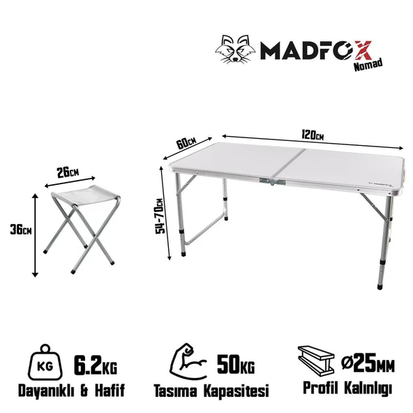 Madfox Nomad Duo Tabureli Katlanır Kamp Masası Seti - Resim 5