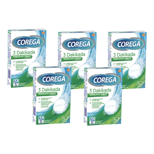 Corega 3 Dakikada Diş Protezi Temizleyici Tablet 30 Tablet (5 Adet) ürün görseli 1
