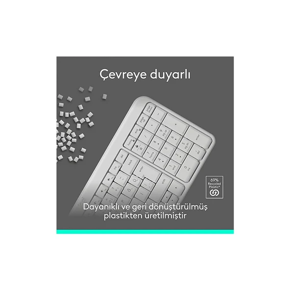 Logitech MK250 Kablosuz Klavye Mouse Seti - Beyaz - Resim 8