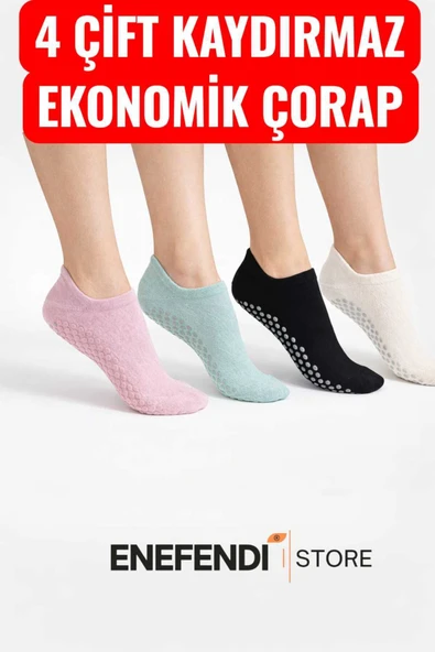 4 Çift Kaydırmaz Unisex Yoga, Pilates, Tavaf Çorabı | Spor Patik Çorap Pembe |Yeşil|Siyah|Ekru 36-40 ürün görseli 1