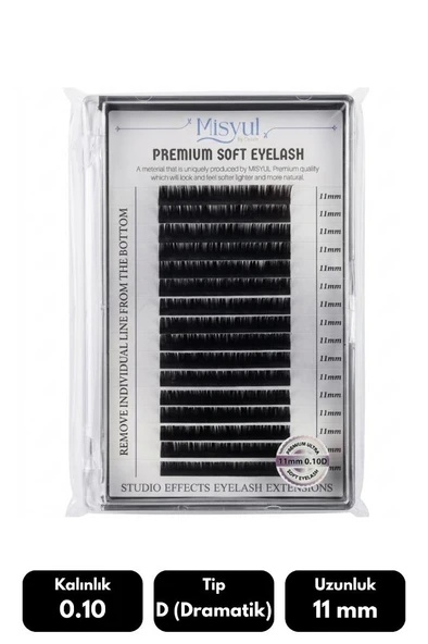 Misyul 0.10D Dramatik Kıvrım 11 mm Soft Eyelash Takma Kirpik 16'lı ürün görseli 1