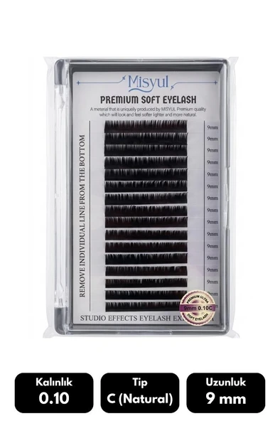 Misyul 0.10C Natural Kıvrım 9 mm Soft Eyelash Takma Kirpik 16'lı ürün görseli 1