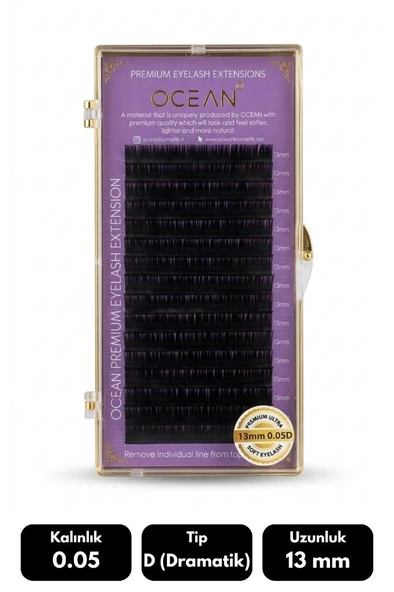 Ocean 0.05D Dramatik Kıvrım 13 mm Soft Eyelash Takma Kirpik 16'lı ürün görseli 1