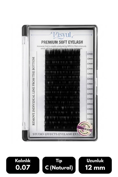 Misyul 0.07C Natural Kıvrım 12 mm Soft Eyelash Takma Kirpik 16'lı ürün görseli 1