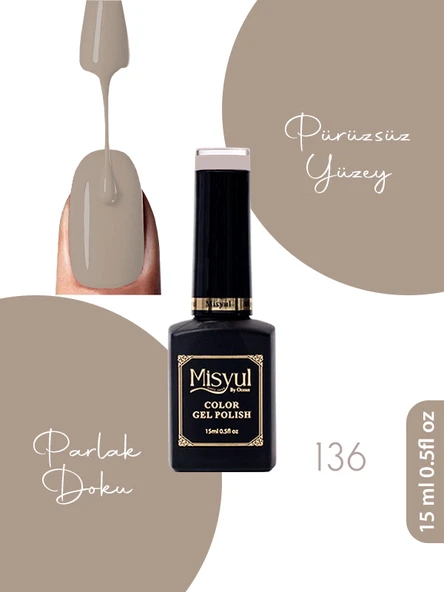 Misyul UV Led Kalıcı Oje Nail Art 15 ml 136 ürün görseli 1