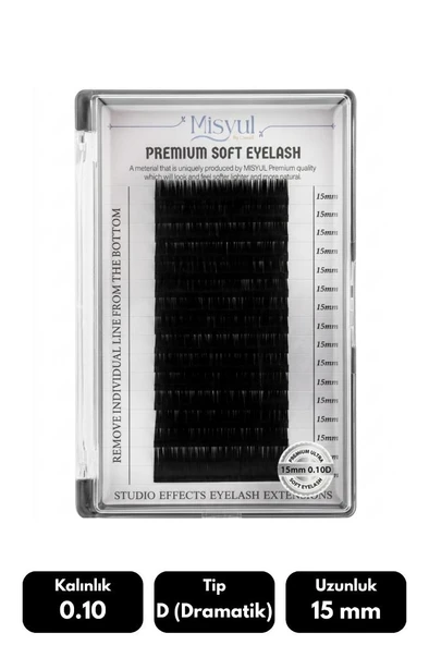 Misyul 0.10D Dramatik Kıvrım 15 mm Soft Eyelash Takma Kirpik 16'lı ürün görseli 1