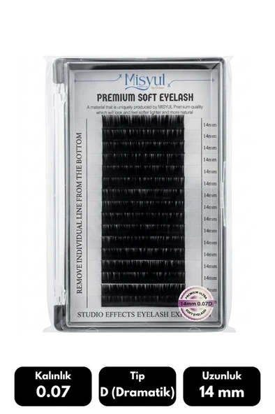 Misyul 0.07D Dramatik Kıvrım 14 mm Soft Eyelash Takma Kirpik 16'lı ürün görseli 1