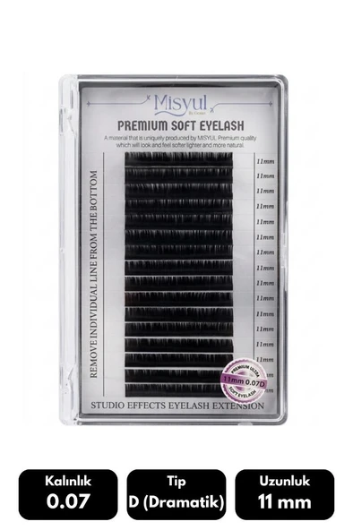Misyul 0.07D Dramatik Kıvrım 11 mm Soft Eyelash Takma Kirpik 16'lı ürün görseli 1