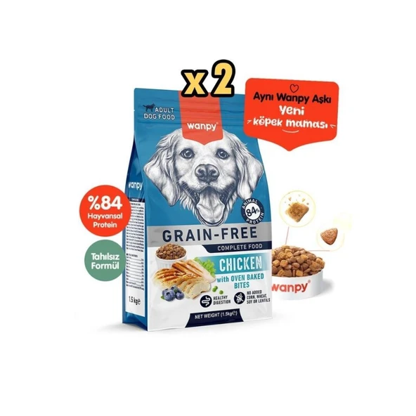 Wanpy Tahılsız Tavuklu Yetişkin Köpek Maması 1,5 Kg x 2 Adet ürün görseli 1
