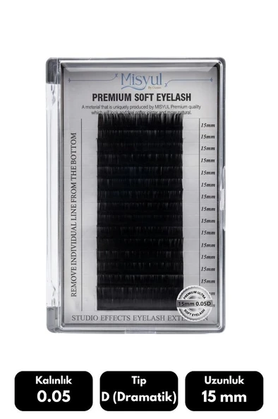 Misyul 0.05D Dramatik Kıvrım 15 mm Soft Eyelash Takma Kirpik 16'lı ürün görseli 1