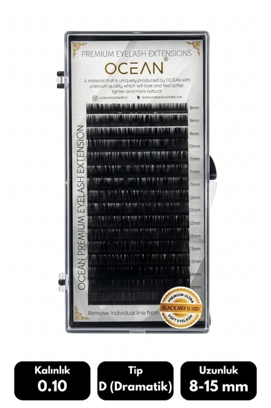 Ocean 0.10D Dramatik Kıvrım Mix Soft Eyelash Takma Kirpik 16'lı ürün görseli 1