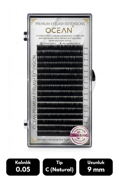 Ocean 0.05C Natural Kıvrım 9 mm Soft Eyelash Takma Kirpik 16'lı ürün görseli 1