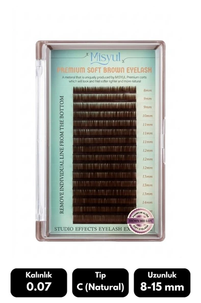 Misyul 0.07C Natural Kıvrım Brown Mix Soft Eyelash Takma Kirpik 8-15 mm 16'lı ürün görseli 1
