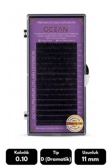 Ocean 0.10D Dramatik Kıvrım 11 mm Soft Eyelash Takma Kirpik 16'lı ürün görseli 1