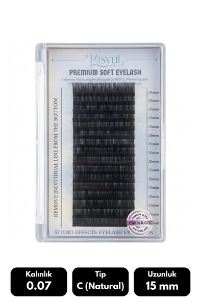 Misyul 0.07C Natural Kıvrım 15 mm Soft Eyelash Takma Kirpik 16'lı ürün görseli 1
