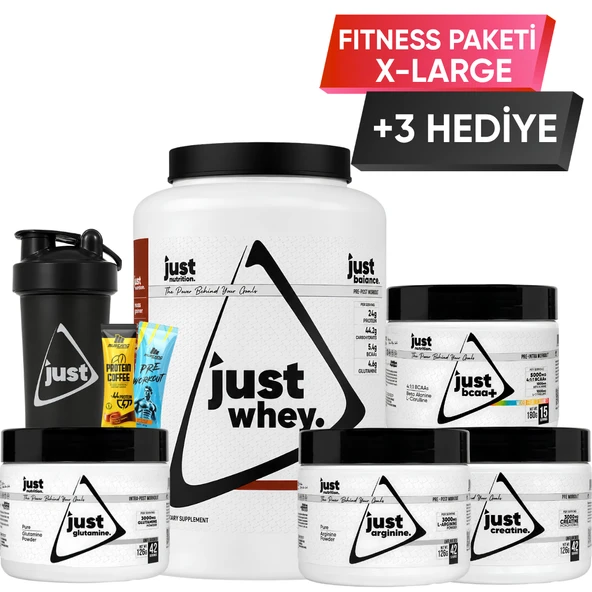 Just Nutrition Fitness Paketi - X-Large + 3 Hediye (Protein Tozu + Bcaa + Glutamin + Arjinin + Kreatin) ürün görseli 1