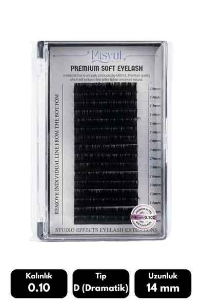 Misyul 0.10D Dramatik Kıvrım 14 mm Soft Eyelash Takma Kirpik 16'lı ürün görseli 1