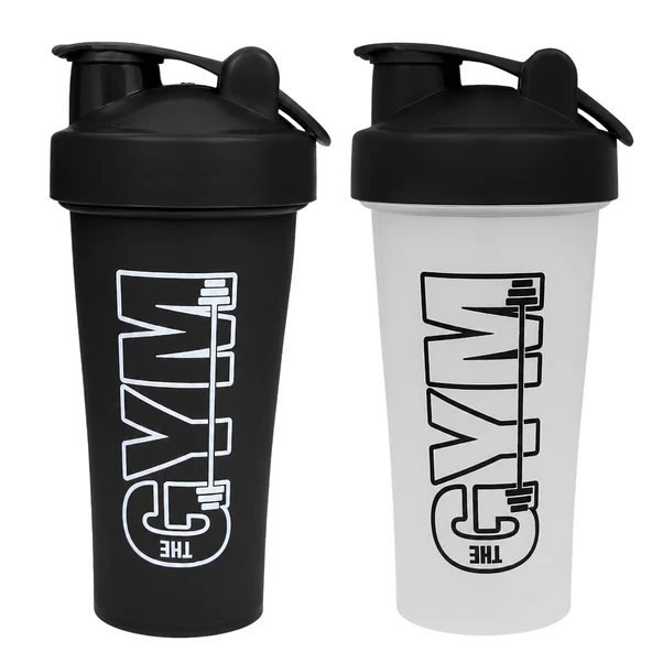 Gym Shaker 650 ML Ölçekli Sızdırmaz Kapaklı Protein Shaker 2'li Set (Siyah+Şeffaf) ürün görseli 1