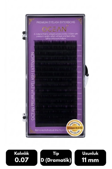 Ocean 0.07D Dramatik Kıvrım 11 mm Soft Eyelash Takma Kirpik 16'lı ürün görseli 1