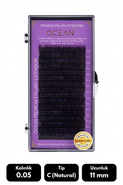 Ocean 0.05C Natural Kıvrım 11 mm Soft Eyelash Takma Kirpik 16'lı ürün görseli 1